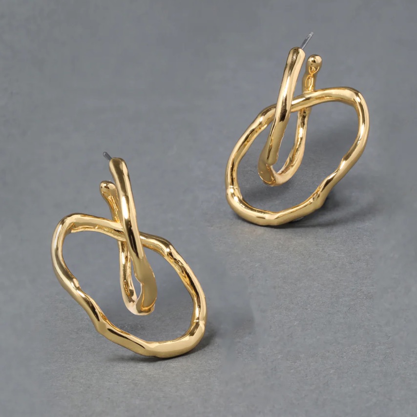 Alexis Bittar Twisted Gold Interlock Hoop Earring